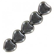 Czech Hearts beads kralen 6mm Jet hematite 23980/14400